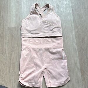 Gymshark Adapt Camo Seamless Pink Shorts and Sports Bra Size M